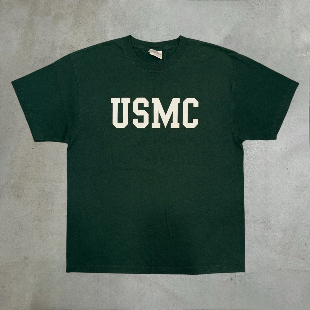 Vintage USMC Assault Amphibian School T-Shirt Mens Large Green Heavyweight